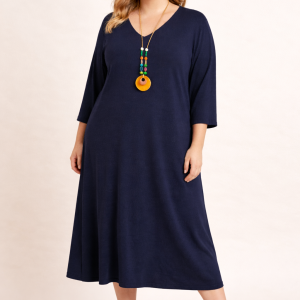 Vestido de Punto con Escote en Pico